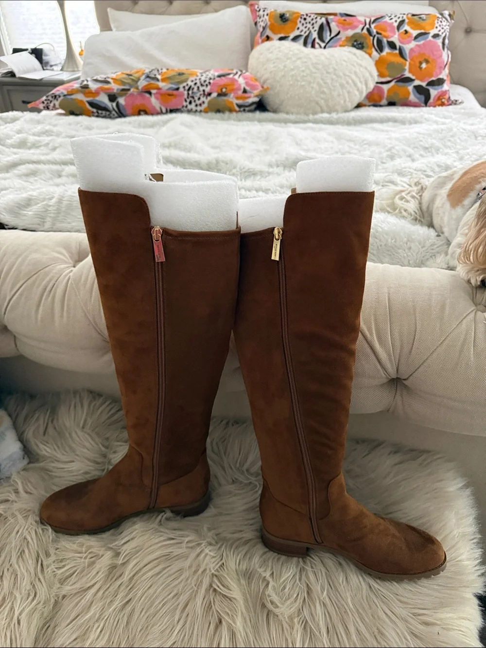 Michael Kors Over-the-Knee Suede Boots in Chestnut